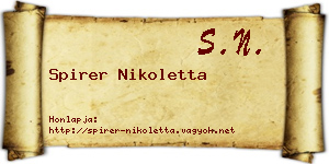 Spirer Nikoletta névjegykártya